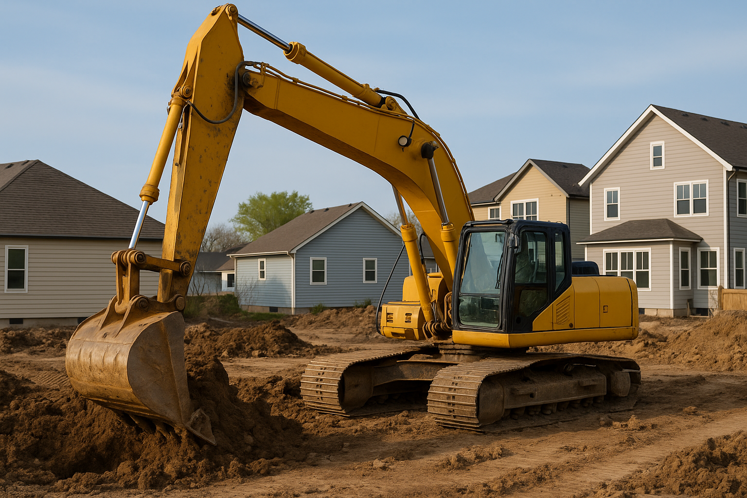 EXCAVATOR DIGING ON HOMES